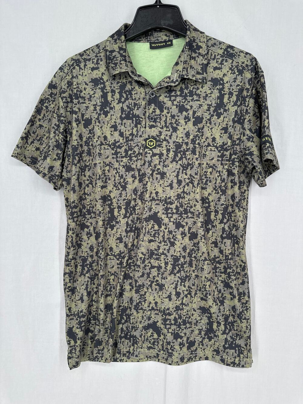Warrior Camo Polo Shirt Mens XS Green EMR Moisture Wicking Stretch Camouflage